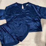 Amazon Blue Satin Pajama Set Photo 0