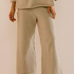 Free People  Beach Hailee Wide Leg Lounge Pants Women’s Large Tan Photo 0