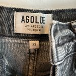 AGOLDE Parker Washed Black Denim Cut Off Shorts Photo 3
