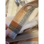 American Eagle  Womens Linen Blend cropped Jumper Romper Sz 0 Ivory Plaid Straps Photo 4