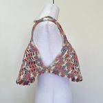 Crochet Crop Top Bralette Size XS New Handmade Boho Hippie Multicolor Blue Pink Photo 1