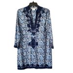 Gretchen Scott Midnight O’Keefe Blue White Embroidered Tunic Dress medium Photo 1