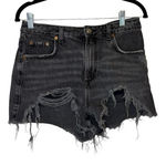 Topshop  Washed Black Ripped Denim Shorts – Grunge Mom Fit US 8 Photo 0