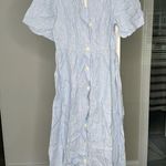 Madewell NWT Cassie Button-Front Midi Dress Linen Powder Blue Photo 1