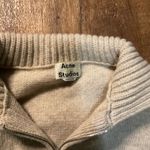 Acne Studios  Sweater Size XS Sadea Wool 3/4 Zip Elbow Patch Natural Ribbed Collr Photo 1