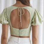 Mika & Gala  Eyelet Puff Sleeve Crop Top Photo 1