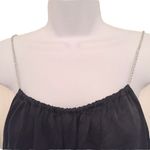 Anthropologie  ZOA New York Silk Black‎ Tank Top with Silver Rope Straps Size XS Photo 2