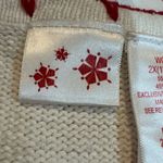 Vintage Poinsettia Embroidered vest Holiday Knit Vest Beaded 2X Festive Style White Photo 1