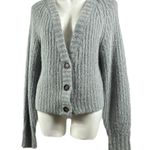 Arlene Knitted Short V neck Gray Chunky Cardigan Sweater Size L Photo 5