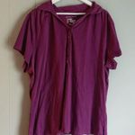 Just My Size  Womens Plus Burgundy Ruffle Polo 4X Photo 0