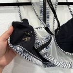 Varley  Snake Dee Crop Top High Neck Mesh Zippered Sports Bra Black White Medium Photo 3