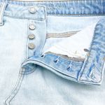 American Eagle Womens 4 Denim Mini Skirt Light Wash Distressed Hem Button Fly Photo 3