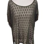 i Jeans by Buffalo Green Crochet Top with Fringe Size Medium Crochet Fringe Top Photo 0