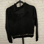 ASICS Black Cropped Hoodie with Open Slit Shoulder Insert Detail Size Medium Photo 1