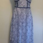 Nsr Prairie WHITE & BLUE Floral LACE Tea Party MIDI DRESS Photo 4