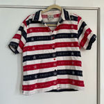 Vintage TanTrums short sleeve button up shirt America red white blue stripe star Size M Photo 0