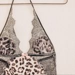 Victoria's Secret Victoria’s Secret Whitish/Silver Eggplant/Light Pink Lace Leopard Print Slip Photo 0