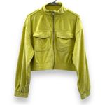 Aerie  Neon Green Yellow Corduroy Full Zip‎ Long Sleeve Bomber Jacket Sz M NEW Photo 1