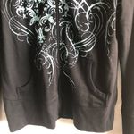 Soma Sweatshirt Casual Lightweight Full Zip Up Black w/ Blue Design Sz M EUC Photo 3