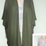 Tru Self Pastel Watercolor Loose Tunic Tab Sleeves V-Neck & Olive Green Kimono 1X Photo 0