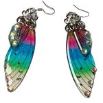 Fairy wings glittery‎ dangling earrings multicolored Pink Photo 0