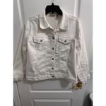 Chico's  Platinum White Denim Jacket Womens Size 2 Trucker Style Photo 1