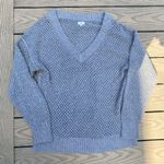 Aerie  small grey chunky v neck sweater open knit cozy oversized Photo 2