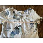 Orchadia Petites White Linen Cotton Blouse Top Tropical Floral Beach Size PS‎ Photo 4