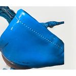 Prada  37 Ballet Flats Blue Leather Lined Foldable Slip On Travel Gold Name Logos Photo 8