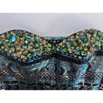 Precious Formals Sequin Mini Dress Sparkle Size 4 Blue Green Black Chunky Stones Photo 9