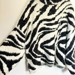 K Jordan Black and White Zebra Patterned Turtleneck Sweater Photo 2