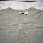 L.L.Bean VTG Waffle Knit Henley USA Made Brown Long Sleeve Shirt Womens XL 90s Photo 2
