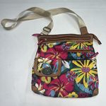 Lily bloom Crossbody Bag Purse Hibiscus Tropical Floral Print Brown Pink Womens Photo 0