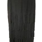 Tadashi Shoji Tadashi Size P Black Pull On Fringe Midi Length Skirt Photo 0