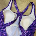 Speedo  one piece purple racerback swimsuit with shelf bra (10) EUC Photo 3