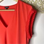 EXPRESS Embroidered Cap Sleeve V Neck Blouse (Red) - small Photo 1