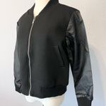 HONEY Women’s Black Faux Leather Zip Up Bomber Jacket Small Photo 4
