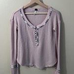 We the Free / Free People Rose Rainbow Thermal Embroidery Henley Top Size S Photo 0