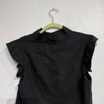 Mcguire  Barrett Black Sorbonne Ruffle Linen Blend Top Sz S Photo 7