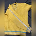 VTG 50s Unisex Sz:L Sportswear Bright Yellow VNeck Cable Knit Preppy Sweater. Size L Photo 8