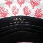 Stella & Dot | City Slim Black White Woven Raffia Coral Clutch Bag Purse | OS Photo 5