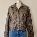 Vintage Fu Da Sport Cropped Faux Snakeskin Jacket Brown Size M Photo 0