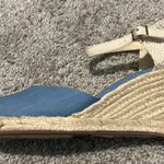 J.Crew Blue Tan Cream Knit Woven Espadrille Platform Wedge Sandals Heels Photo 2