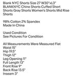 Shorts Size 27 W30"xL3" BLANKNYC Chino Shorts Cuffed Short Shorts Gray Photo 1