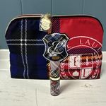 Estée Lauder Estee Lauder Red Plaid Tartan Cosmetic Makeup Bag + "Make Me Blush" Lipstick Photo 0