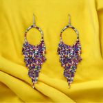 Colorful Beaded‎ Tassel Dangle Earrings Boho Elegant Trendy Ethnic Style Photo 4