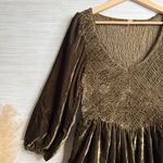 Free People  mini dress velvet smocked pleated boho cocktail party Small Photo 1