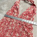 J.Crew  Mini Dress Women's Large Pink White Floral Smocked Halter Ruffle V-Neck Photo 9
