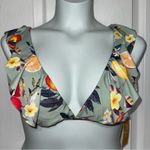 Kona Sol Bralette Bikini Top Sage Green Floral Ruffle Medium 8-10 NWT Photo 7