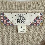 Pink Rose Women’s  Light Weight Long Sleeve Knit Sweater Tan Size Small Cream Photo 5